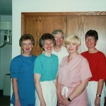 Dr. Heitkamp’s 20th Anniversary (1995—Judy, Lil, Dr. Heitkamp, Karen, Pam)