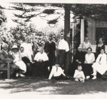 Barbara (Schinnerer) Schumm, 4th from left; George M Schumm (leaning against tree); dau Frieda Schumm (far right). Photo taken in California?
