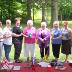 2011-13 Lima Chapter officers: Joyce Dunham, Karen Bennett, Miriam Fetters, Betty Taylor, Anne Stratton, Carol Wise. Susan Ohl officiating. (June 2011)
