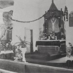 Interior of old frame church, Schumm
