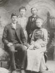 George Linn marriage to Katherine Hiller (14 Jan 1902). Standing: Mary Miller (1884-1905) & Katherine Hiller's brother.