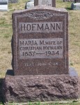 Tombstone of Maria M (Schinnerer) Hofmann, Evangelical Protestant Cemetery, Van Wert County, Ohio.