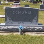 Tombstone of Jeanetta, Charles, Amalia Schumm, Riverside Cemetery, Dublin Township, Mercer County, Ohio.
