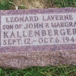 Leonard Laverne Kallenberger, Zion Lutheran Cemetery, Chattanooga, Mercer County, Ohio.