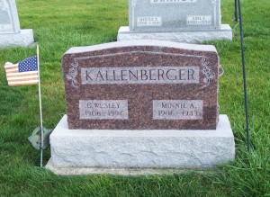 G. Wesley & Minnie A. Kallenberger, Zion Lutheran Cemetery, Chattanooga, Mercer County, Ohio.