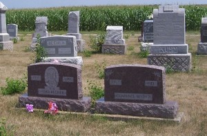 Clarence Becher; his brother Odas "Hod" Becher's marker to the left. (2011 photo by Karen)