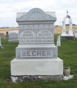 John & Anna Maria Becher, Zion Lutheran Cemetery, Mercer County, Ohio. (2011 photo by Karen)