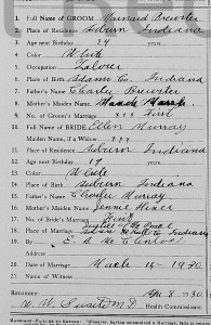 Mainard Brewster/Ellen Murray marriage license, 1930.