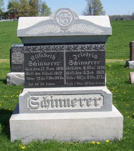 Friedrich & Elisabeth (Schumm) Schinnerer, Zion Lutheran Cemetery, Schumm, Van Wert County, Ohio. (2012 photo by Karen)