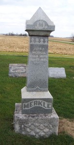 John F. Merkle, Zion Lutheran Cemetery, Chattanooga, Mercer County, Ohio. (2011 photo by Karen)
