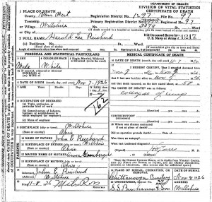 Harold Lee Reichard death certificate. 
