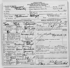 William Betzel death certificate. 