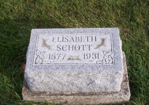 Elisabeth Schott, Zion Lutheran Cemetery, Chattanooga, Mercer County, Ohio. (2011 photo by Karen)