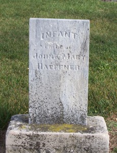 Infant child of John & Mary Haeffner, Zion Lutheran Cemetery, Chattanooga, Mercer County, Ohio. (2011 photo by Karen.
