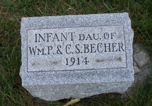 Infant Daughter of William & Katie Becher, Zion Lutheran Cemetery, Chattanooga, Mercer County, Ohio. (2011 photo by Karen)
