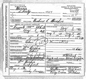 Pauline Becher death certificate. [1]